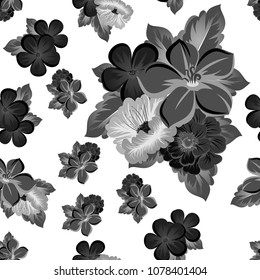 Seamless abstract floral pattern. For your fabric design, clothing, printed matter. Postcards, greeting cards and invitations for birthday, wedding, Valentine's day, party. Vector illustration