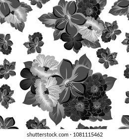 Seamless abstract floral pattern. For your fabric design, clothing, printed matter. Postcards, greeting cards and invitations for birthday, wedding, Valentine's day, party. Vector illustration