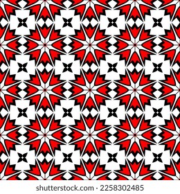 Seamless abstract floral pattern.Simple floral background.Illustration Red and white geometric on white background.Background image with wrapping paper.Wallpaper pattern.Tile pattern.