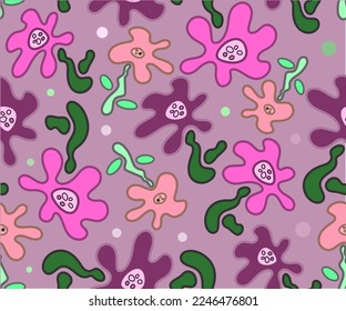 Seamless abstract floral and  vector illustration pattern. Colourful pastel shades design for fabric, cover design, interior décor, gift wrappers. Beige background.