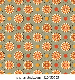 Seamless abstract floral vector illustration. Circular patterns 