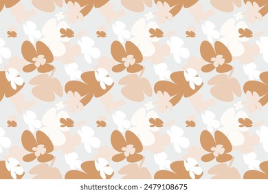 Seamless Abstract Floral Wallpaper Pattern Vintage 70s Style Flower Background Illustration. Colorful Pastel Color Groovy Artwork Bundle, Y2k Nature Backgrounds With Spring Plants.