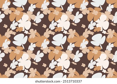 Patrón de Fondo de pantalla floral Abstractas sin fisuras Antiguas 70s estilo de la ilustración de fondo de la flor. Colorido Paquete De Obras De Arte Groovy Color Pastel, Fondos De La Naturaleza Y2k Con Plantas De Primavera.