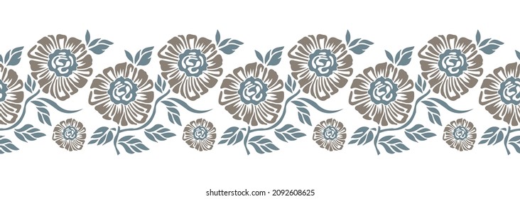 Seamless abstract flower border design