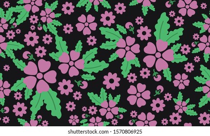 Seamless abstract flower garden pattern background drawing.