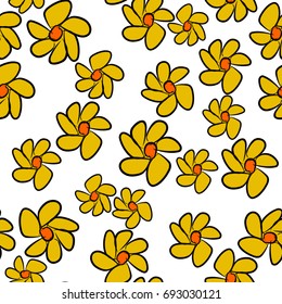 Seamless abstract flower illustrations background. Cartoon style vector graphic.
