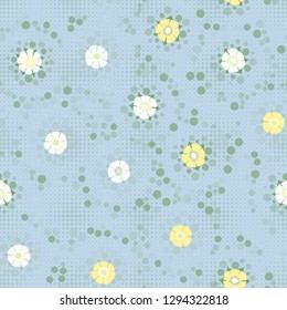 Seamless abstract flower pattern. The background consists of small four-pointed stars. Easy to edit.