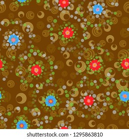 Seamless abstract flower pattern. 
Background consisting of different abstract shapes. Easy to edit.