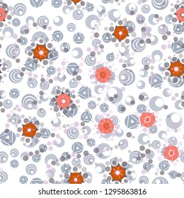 Seamless abstract flower pattern. 
Background consisting of different abstract shapes. Easy to edit.