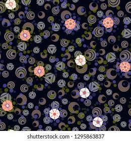 Seamless abstract flower pattern. 
Background consisting of different abstract shapes. Easy to edit.
