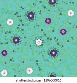 Seamless abstract flower pattern.
The background consists of figures with holes. Easy to edit.