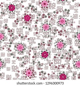 Seamless abstract flower pattern.
The background consists of figures with holes. Easy to edit.