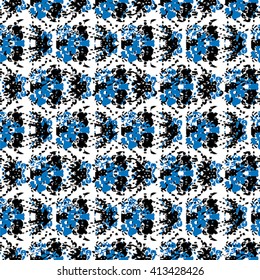 Seamless abstract flower pattern with blue and black elements