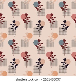 Seamless abstract flower pattern motifs design. Floral ornament