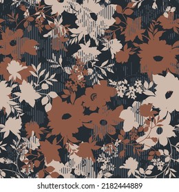 seamless abstract flower pattern on black background