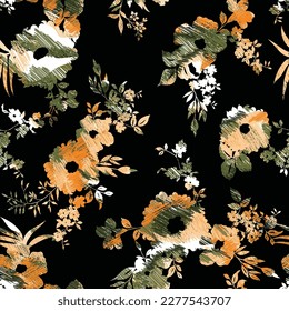 seamless abstract flower seamless pattern on black background