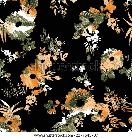 seamless abstract flower seamless pattern on black background