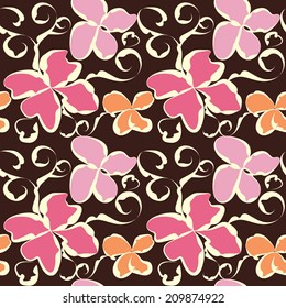 Seamless abstract flower pattern for vintage style,free hand drawing sketch vector