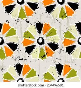 seamless abstract flower power background, illustration, with strokes and splashes