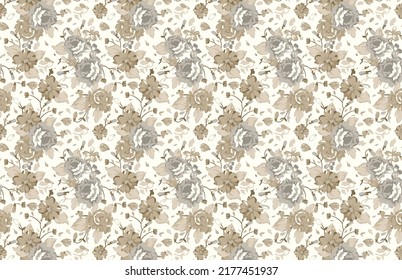 Seamless Abstract Flowers Pattern. Elegant Floral Pattern. Abstract Flowers and Leaves.Seamless pattern with spring flowers and leaves. Hand-drawn background. floral pattern for wallpaper or fabric. 