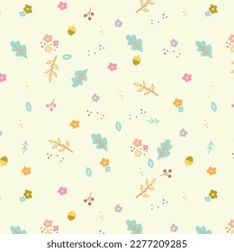 Flores sin soldadura Abstract sin costura hojas de patrón textura, lindo patrón vectorial de fondo floral 