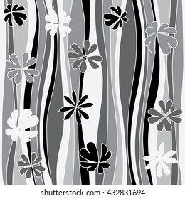Seamless abstract flowery pattern, waves. Decorative paneling pattern.