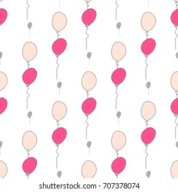 Seamless abstract flying balloons illustrations background. Cartoon style vector graphic.
