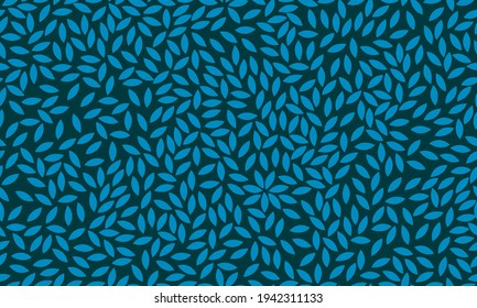 Seamless abstract foliage pattern on blue, vector illustration.