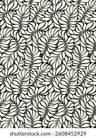 Seamless abstract foliage poster vector. Leaves, organic shapes, earth tone colors, leaf branch. Illustration design for Eco packaging, interior, cover,  wallpaper, market. Monochrome