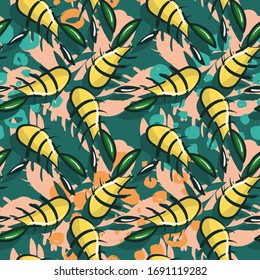 Seamless abstract freehand bugs. Vector illustration.