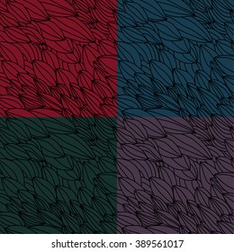 Seamless abstract freehand drawn waves pattern.  Set of 4 background with different colors