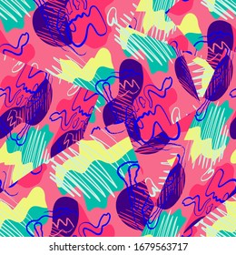 Seamless abstract  freehand line pattern for textile