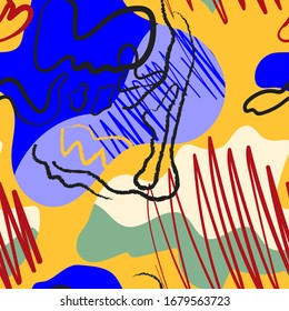 Seamless abstract  freehand line pattern for textile