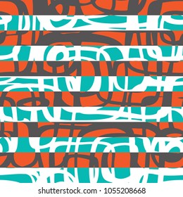 Seamless Abstract Freehand Lines Background Pattern