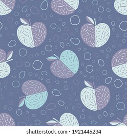 Seamless abstract  fruit pattern with apple. Beautiful texture for textile, paper print, scrapbooking or wallpaper. Vector illustration. Cute colorful trendy background.