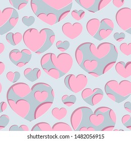 Seamless abstract generative distributed hearts holes on a white background. Vector illustration suitable for valentines day design, wedding design, birthday.