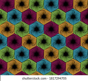Patrón abstracto de repetición de impresión africana geométrica sin foco
