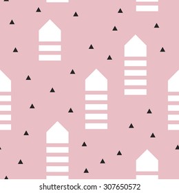 Seamless abstract geometric arrows Scandinavian style illustration graphic background pattern in vector