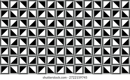 Fondo geométrico abstracto sin fisuras en blanco y negro. Patrón de triángulo repetitivo con estilo monocromático minimalista