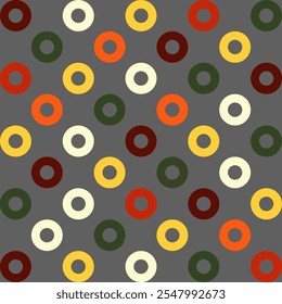 Seamless abstract geometric background featuring circles. This modern vector pattern, designed in a minimalist style, showcases elegant polka dots and a circular grid, resulting in a luxury aesthetic.