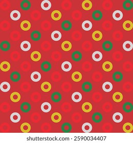 Seamless abstract geometric background featuring circles. This modern minimalist vector pattern includes elegant polka dots and a circular grid, creating a luxury design.
