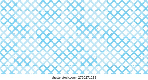A seamless abstract geometric background featuring soft blue crisscross lines forming a diamond grid pattern with a delicate watercolor texture, ideal for modern design and decorative projects