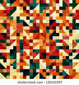Seamless abstract geometric background with grunge effect, vector illustration