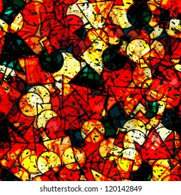Seamless abstract geometric background with grunge effect, vector illustration