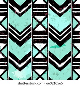 seamless abstract geometric background pattern, with strokes and splashes, grungy