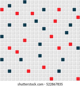 Seamless abstract geometric background. The squares of blue, red. Simple mosaic.