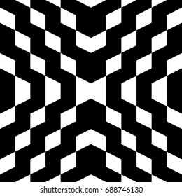 Seamless abstract geometric black and white ornament vector pattern