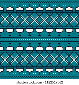 Seamless abstract geometric blue and white pattern. Fashion graphic vector ornament