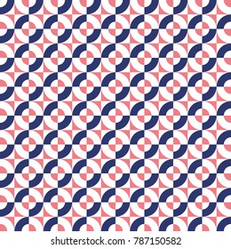 Seamless abstract geometric circle and square intersect overlap pattern