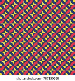 Seamless abstract geometric circle and square intersect overlap pattern